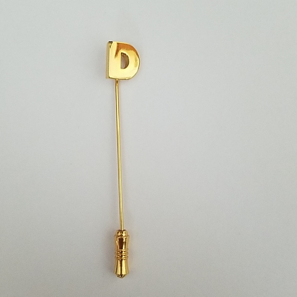 Gold tone Letter "D" Straight Pin or Brooch